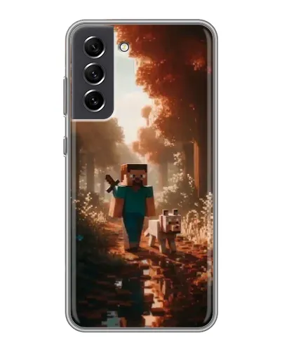 Чехол для Samsung Galaxy S21 FE с картинкой «Стив в лесу»