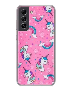 Чехол для Samsung Galaxy S21 FE с картинкой «Unicorn паттерн розовый»