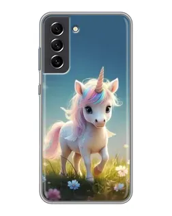 Чехол для Samsung Galaxy S21 FE с картинкой «Единорог на поляне»