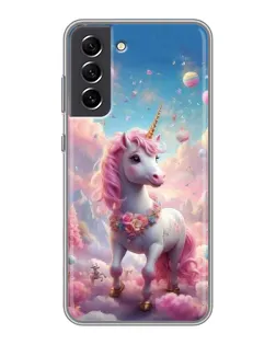 Чехол для Samsung Galaxy S21 FE с картинкой «Единорог среди облаков»