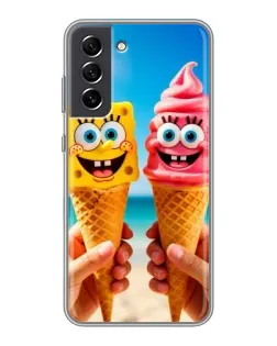 Чехол для Samsung Galaxy S21 FE с картинкой «Спанч Боб мороженое»