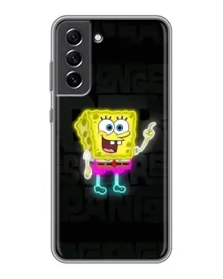 Чехол для Samsung Galaxy S21 FE с картинкой «Неоновый Губка Боб»