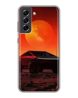 Чехол для Samsung Galaxy S21 FE с картинкой «Cybertruck на Марсе»