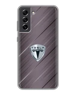 Чехол для Samsung Galaxy S21 FE с картинкой «Металлическая текстура Tesla»