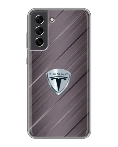 Чехол для Samsung Galaxy S21 FE с картинкой «Металлическая текстура Tesla» Чехол для Samsung Galaxy S21 FE с картинкой «Металлическая текстура Tesla»