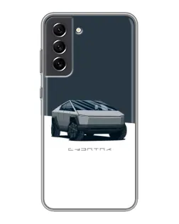 Чехол для Samsung Galaxy S21 FE с картинкой «Серебристый Cybertruck Tesla»