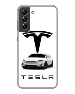 Чехол для Samsung Galaxy S21 FE с картинкой «Tesla White Style»