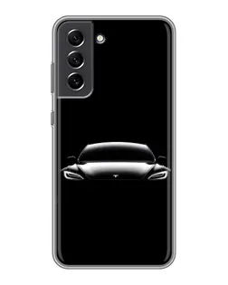 Чехол для Samsung Galaxy S21 FE с картинкой «Фары Tesla Night»