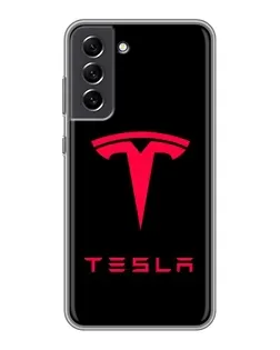 Чехол для Samsung Galaxy S21 FE с картинкой «Tesla Red Logo»