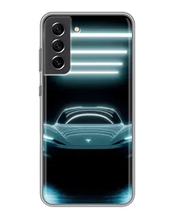 Чехол для Samsung Galaxy S21 FE с картинкой «Tesla в неоне»