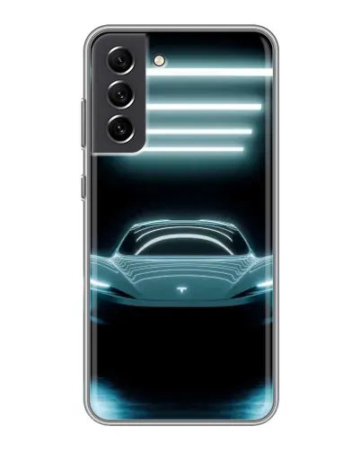 Чехол для Samsung Galaxy S21 FE с картинкой «Tesla в неоне» Чехол для Samsung Galaxy S21 FE с картинкой «Tesla в неоне»