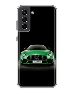 Чехол для Samsung Galaxy S21 FE с картинкой «Mercedes — неоновый лого»