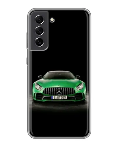 Чехол для Samsung Galaxy S21 FE с картинкой «Mercedes — неоновый лого»
