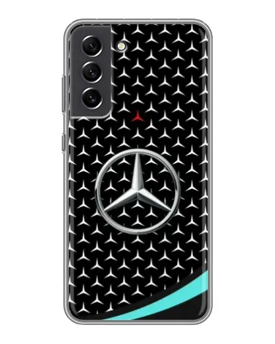 Чехол для Samsung Galaxy S21 FE с картинкой «Mercedes — бирюзовый акцент»