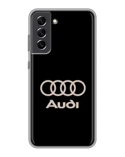 Чехол для Samsung Galaxy S21 FE с картинкой «Audi — золотой логотип»