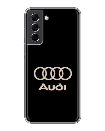Чехол для Samsung Galaxy S21 FE с картинкой «Audi — золотой логотип»
