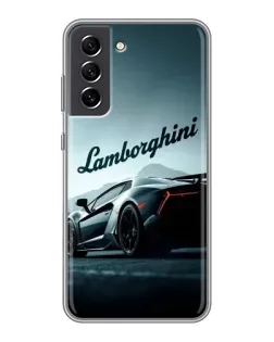 Чехол для Samsung Galaxy S21 FE с картинкой «Классическая надпись Lamborghini»