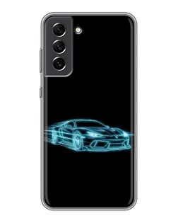 Чехол для Samsung Galaxy S21 FE с картинкой «Неоновый контур Lamborghini»