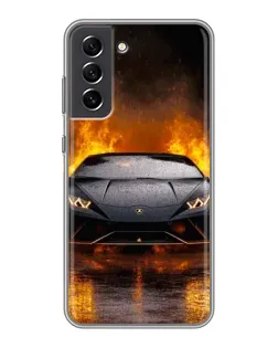 Чехол для Samsung Galaxy S21 FE с картинкой «Lamborghini в огне»