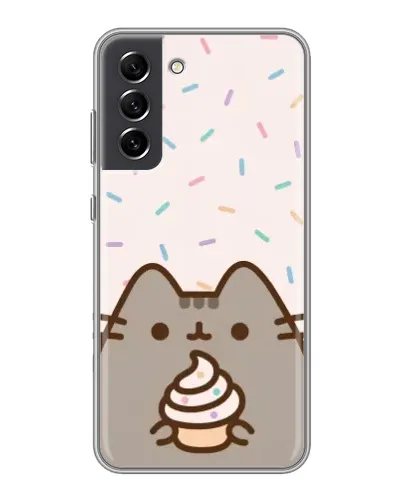 Чехол для Samsung Galaxy S21 FE с картинкой «Пушин с кексом»