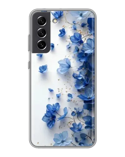 Чехол для Samsung Galaxy S21 FE с картинкой «Голубой цветочный каскад» Чехол для Samsung Galaxy S21 FE с картинкой «Голубой цветочный каскад»