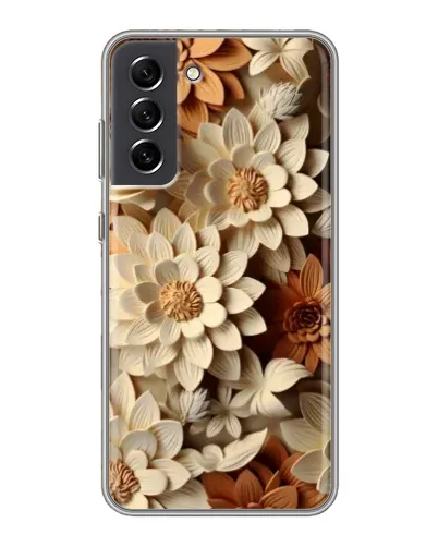 Чехол для Samsung Galaxy S21 FE с картинкой «Бежевый флористический декор» Чехол для Samsung Galaxy S21 FE с картинкой «Бежевый флористический декор»