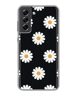 Чохол для Samsung Galaxy S21 FE з картинкою «Ромашки на чорному»
