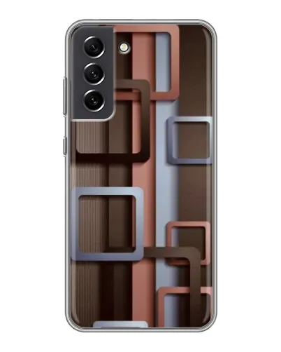 Чехол для Samsung Galaxy S21 FE с картинкой «Коричневые объемные квадраты»