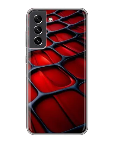 Чехол для Samsung Galaxy S21 FE с картинкой «Красная глянцевая сетка»