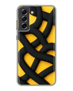 Чехол для Samsung Galaxy S21 FE с картинкой «Черное желтое переплетение»