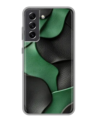 Чехол для Samsung Galaxy S21 FE с картинкой «Зеленые кожаные волны»