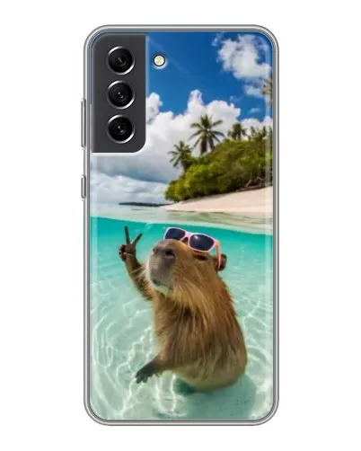 Чехол для Samsung Galaxy S21 FE с картинкой «Капибара на море»