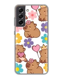 Чехол для Samsung Galaxy S21 FE с картинкой «Цветочный паттерн капибар» Чехол для Samsung Galaxy S21 FE с картинкой «Цветочный паттерн капибар»