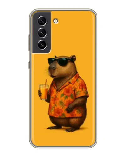 Чехол для Samsung Galaxy S21 FE с картинкой «Капибара на отдыхе»