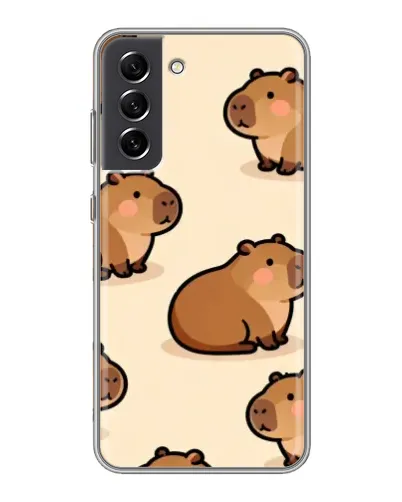 Чехол для Samsung Galaxy S21 FE с картинкой «Паттерн милых капибар»