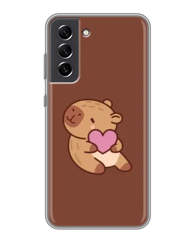 Чехол для Samsung Galaxy S21 FE с картинкой «Капибара с сердцем»
