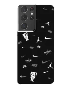 Чохол для Samsung Galaxy S21 Plus з картинкою «Nike Black Pattern»