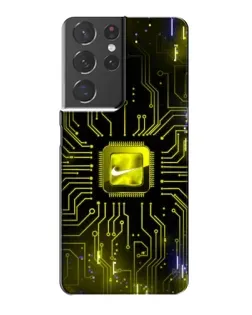 Чохол для Samsung Galaxy S21 Plus з картинкою «Nike — золота іскра» Чохол для Samsung Galaxy S21 Plus з картинкою «Nike — золота іскра»