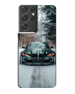 Чохол для Samsung Galaxy S21 Plus з картинкою «BMW у зимовому лісі»