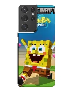 Чехол для Samsung Galaxy S21 Plus с картинкой «Губка Боб Minecraft»