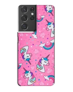 Чехол для Samsung Galaxy S21 Plus с картинкой «Unicorn паттерн розовый»