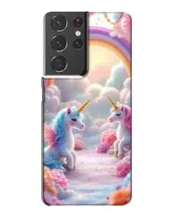 Чехол для Samsung Galaxy S21 Plus с картинкой «Радуга и единороги»