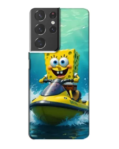 Чехол для Samsung Galaxy S21 Plus с картинкой «Спанч Боб на гидроцикле»