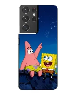 Чехол для Samsung Galaxy S21 Plus с картинкой «Губка Боб и Патрик ночью»
