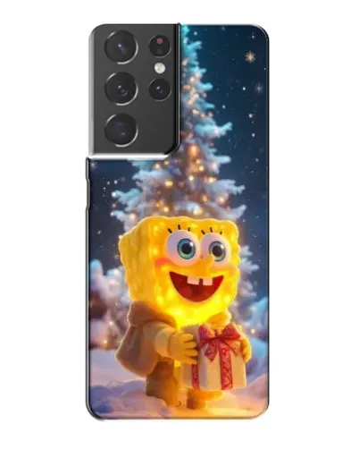 Чехол для Samsung Galaxy S21 Plus с картинкой «Рождественский Спанч Боб»