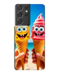 Чехол для Samsung Galaxy S21 Plus с картинкой «Спанч Боб мороженое»