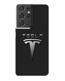 Чохол для Samsung Galaxy S21 Plus з картинкою «Сталевий логотип Tesla»