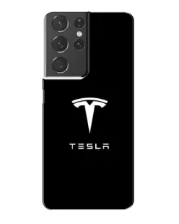 Чохол для Samsung Galaxy S21 Plus з картинкою «Tesla White Logo»