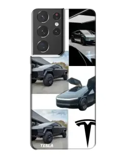 Чохол для Samsung Galaxy S21 Plus з картинкою «Колаж Cybertruck Tesla»