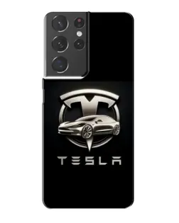 Чохол для Samsung Galaxy S21 Plus з картинкою «Tesla — срібне авто»